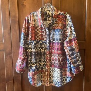 Coldwater Creek Multi-Color Patchwork Button-Up Shirt